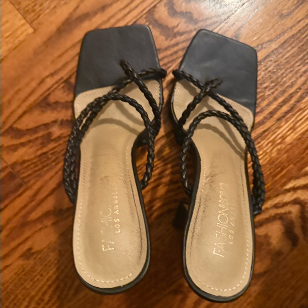 Fashion Nova Black Braided Heels